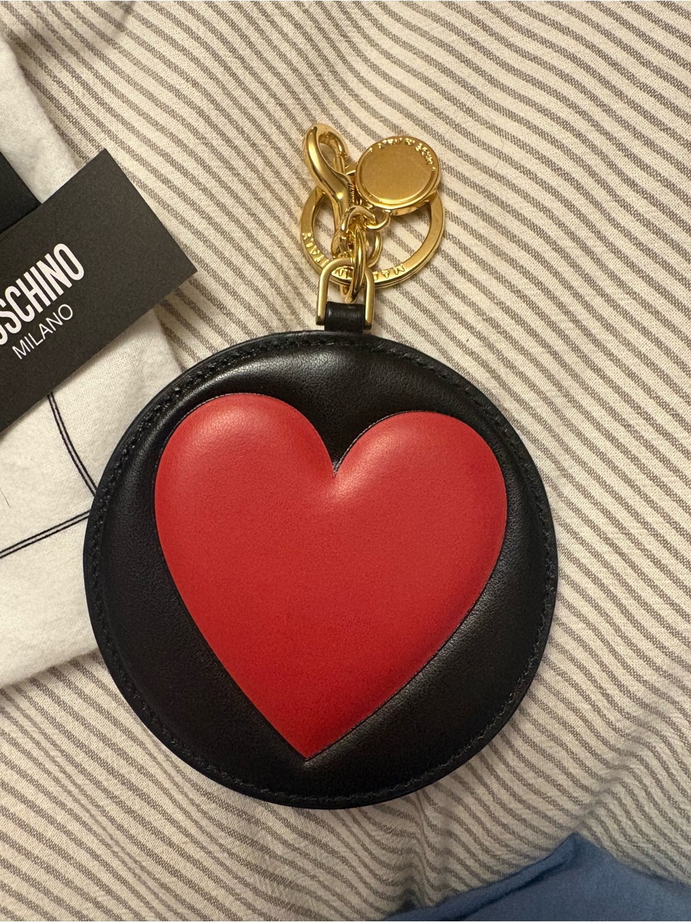 Moschino Black and Red Heart Key Coin Pouch